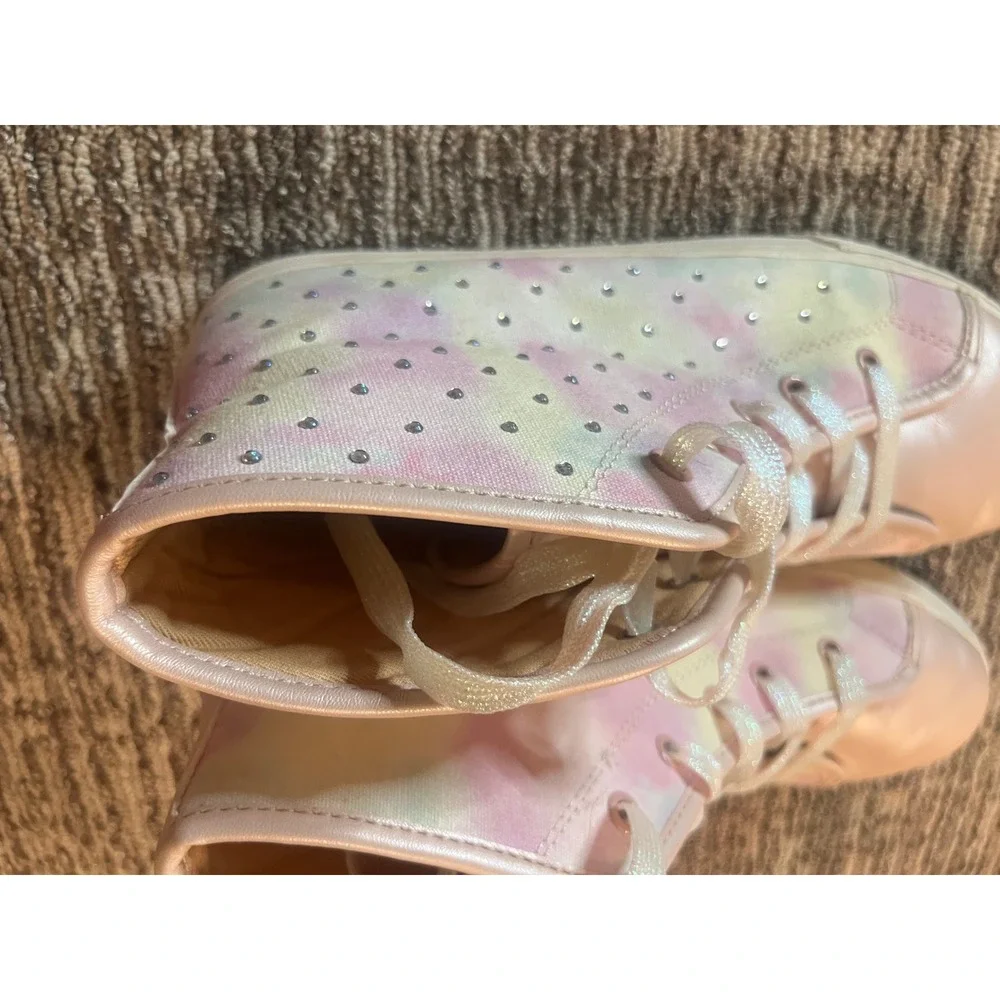 Childrens Place Girls Tie Dye Rhinestone High Top Sneakers Pink Pastel Size 6